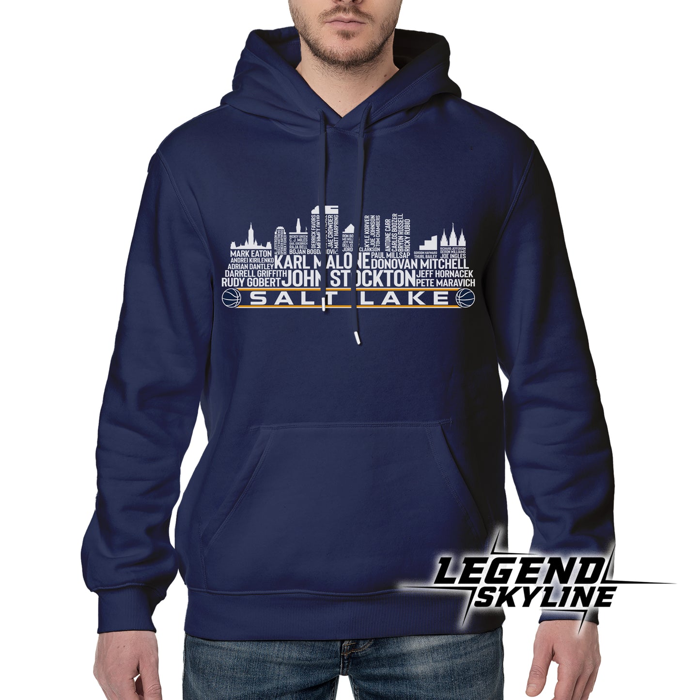 Utah Basketball Team All Time Legends Salt Lake City Skyline Shirt