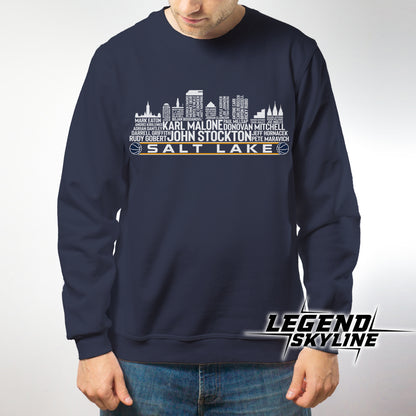 Utah Basketball Team All Time Legends Salt Lake City Skyline Shirt