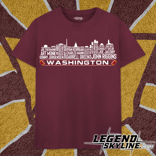 Washington D.C Football Greatest Of All Time Team Legend Washington D.C Skyline Shirt