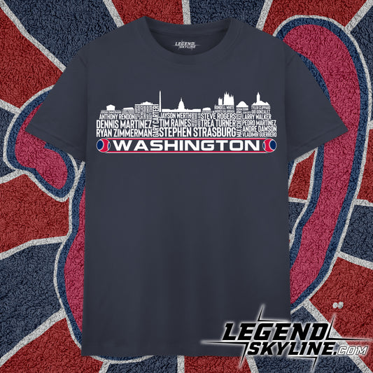 Washington D.C Baseball Team All Time Legends Washington D.C Skyline Shirt