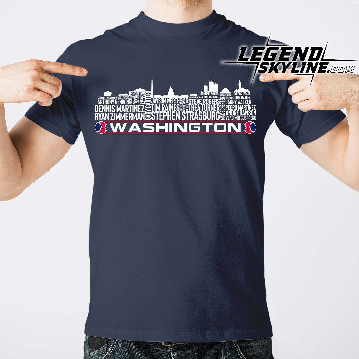 Washington D.C Baseball Team All Time Legends Washington D.C Skyline Shirt