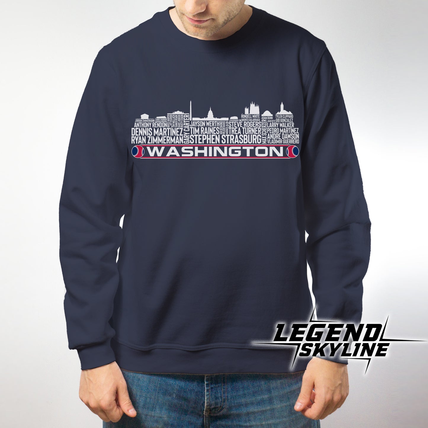 Washington D.C Baseball Team All Time Legends Washington D.C Skyline Shirt