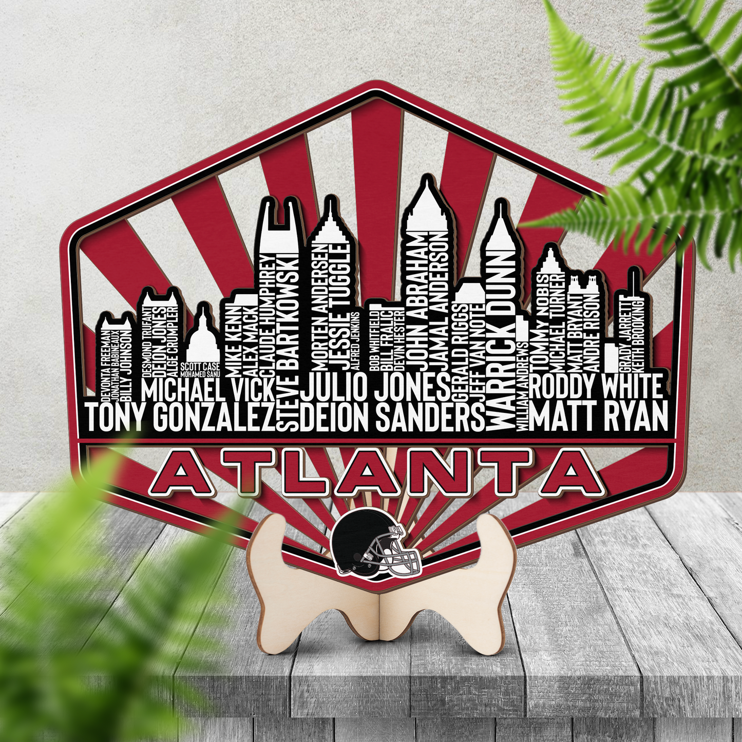 Atlanta Football Greatest Of All Time Legend Team Wood Sign Atlanta City Skyline Gift Decor