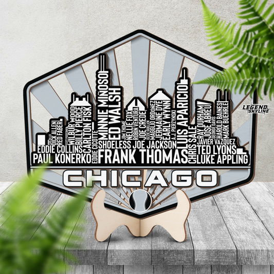 Chicago Baseball Greatest Of All Time Legend Team Wood Sign Chicago City Skyline Gift Decor