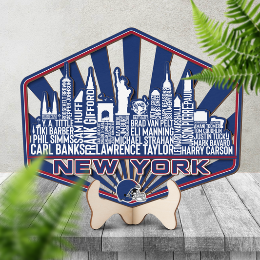New York Football Greatest Of All Time Legend Team Wood Sign New York City Skyline Gift Decor