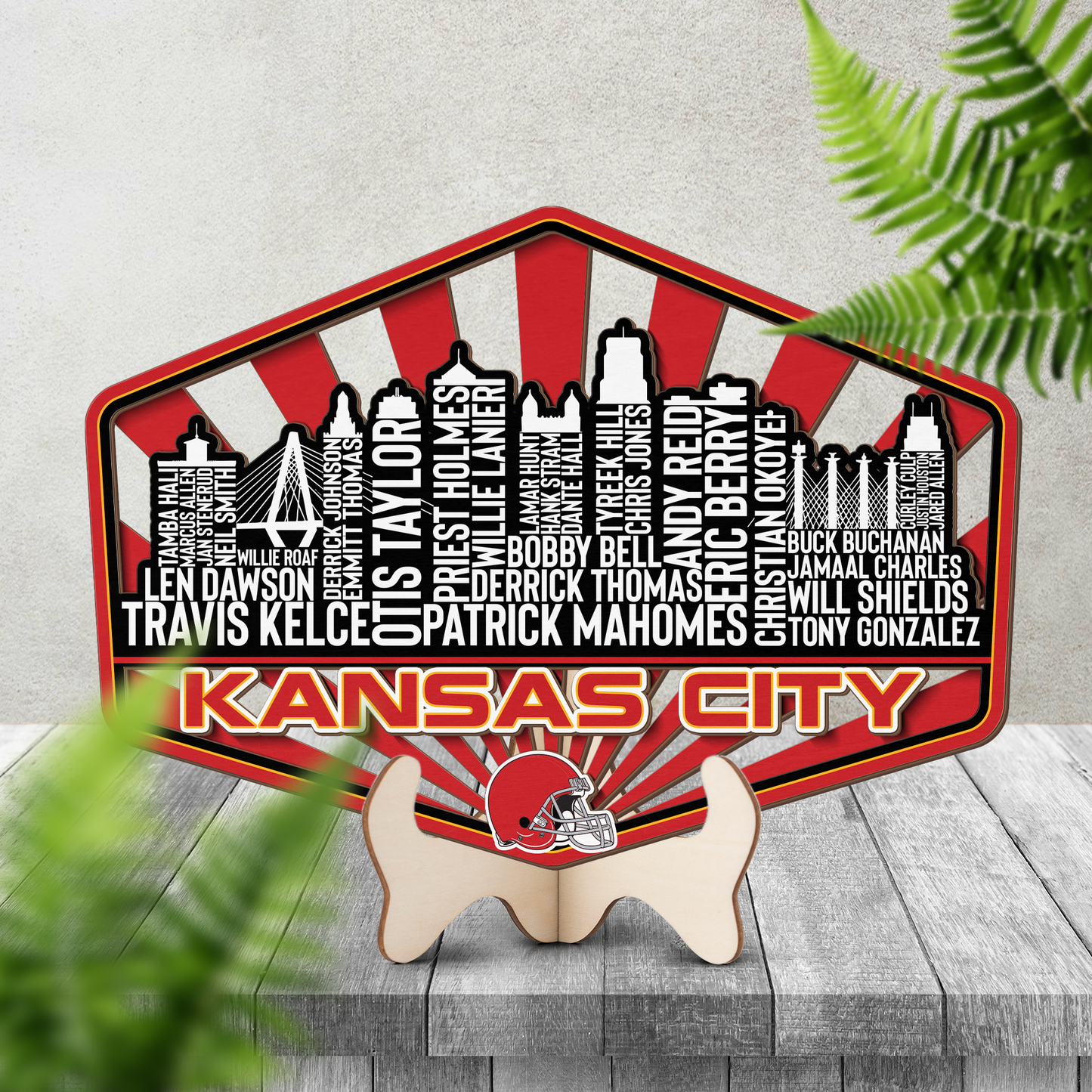 Kansas City Football Greatest Of All Time Legend Team Wood Sign Kansas City Skyline Gift Decor