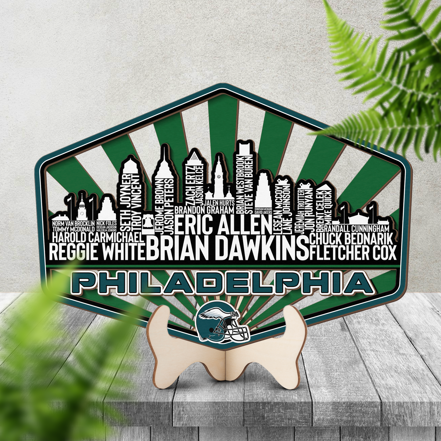 Philadelphia Football Greatest Of All Time Legend Team Wood Sign Philadelphia City Skyline Gift Decor
