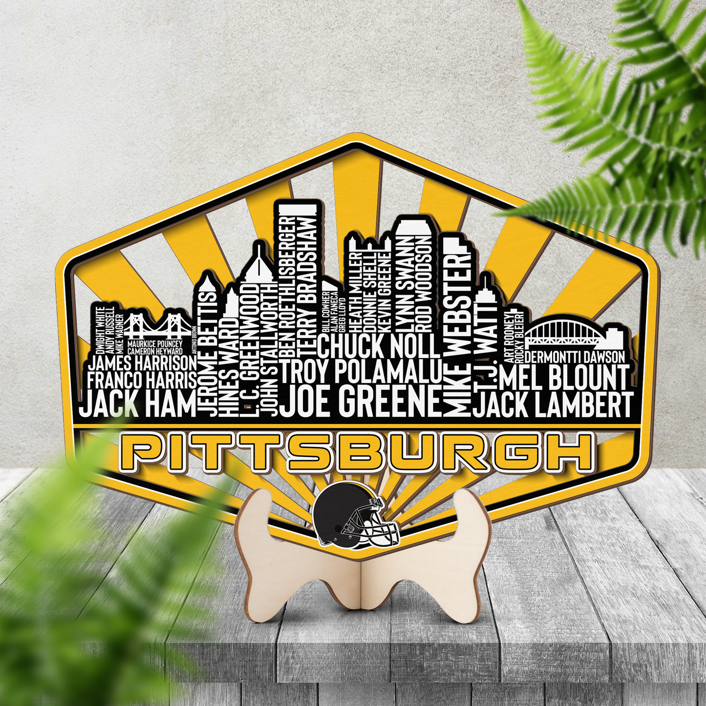Pittsburgh Football Greatest Of All Time Legend Team Wood Sign Pittsburgh City Skyline Gift Decor