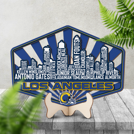 Los Angeles Football Greatest Of All Time Legend Team Wood Sign Los Angeles City Skyline Gift Decor