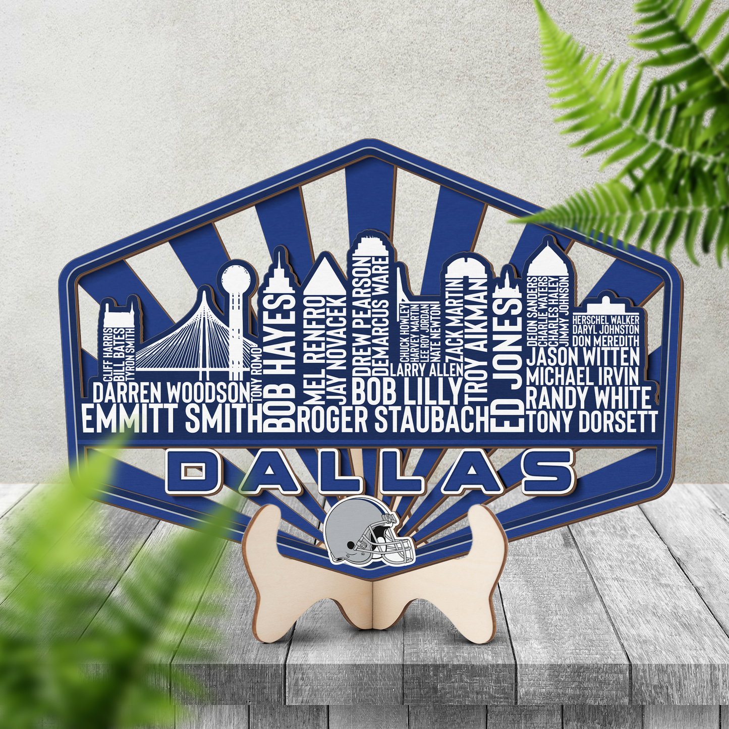 Dallas Football Greatest Of All Time Legend Team Wood Sign Dallas City Skyline Gift Decor