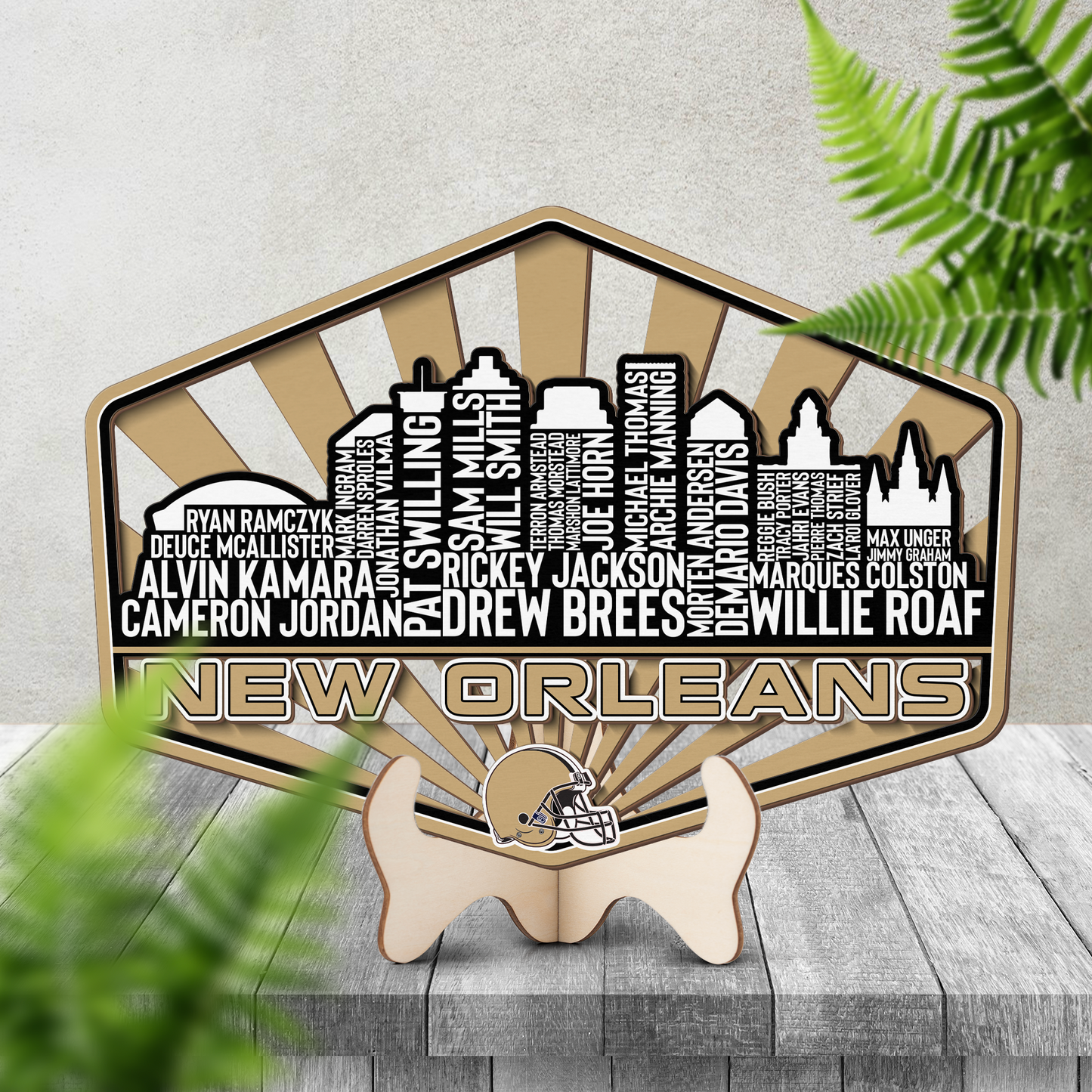 New Orleans Football Greatest Of All Time Legend Team Wood Sign New Orleans City Skyline Gift Decor