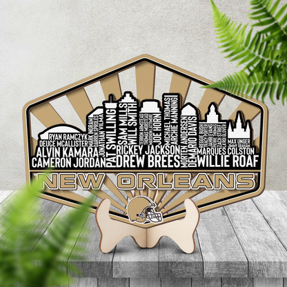 New Orleans Football Greatest Of All Time Legend Team Wood Sign New Orleans City Skyline Gift Decor