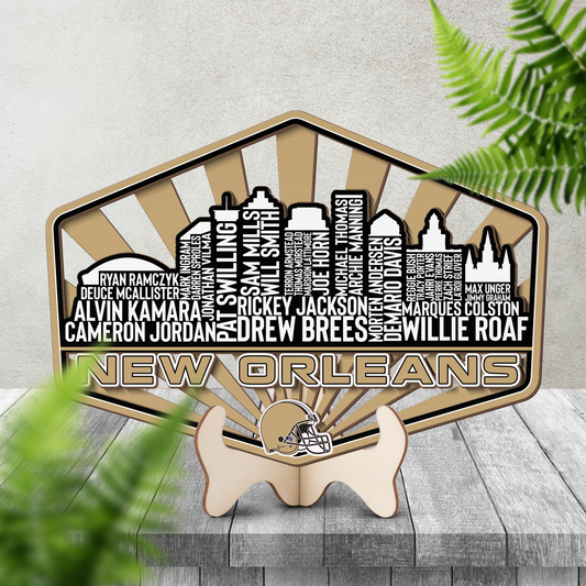 New Orleans Football Greatest Of All Time Legend Team Wood Sign New Orleans City Skyline Gift Decor