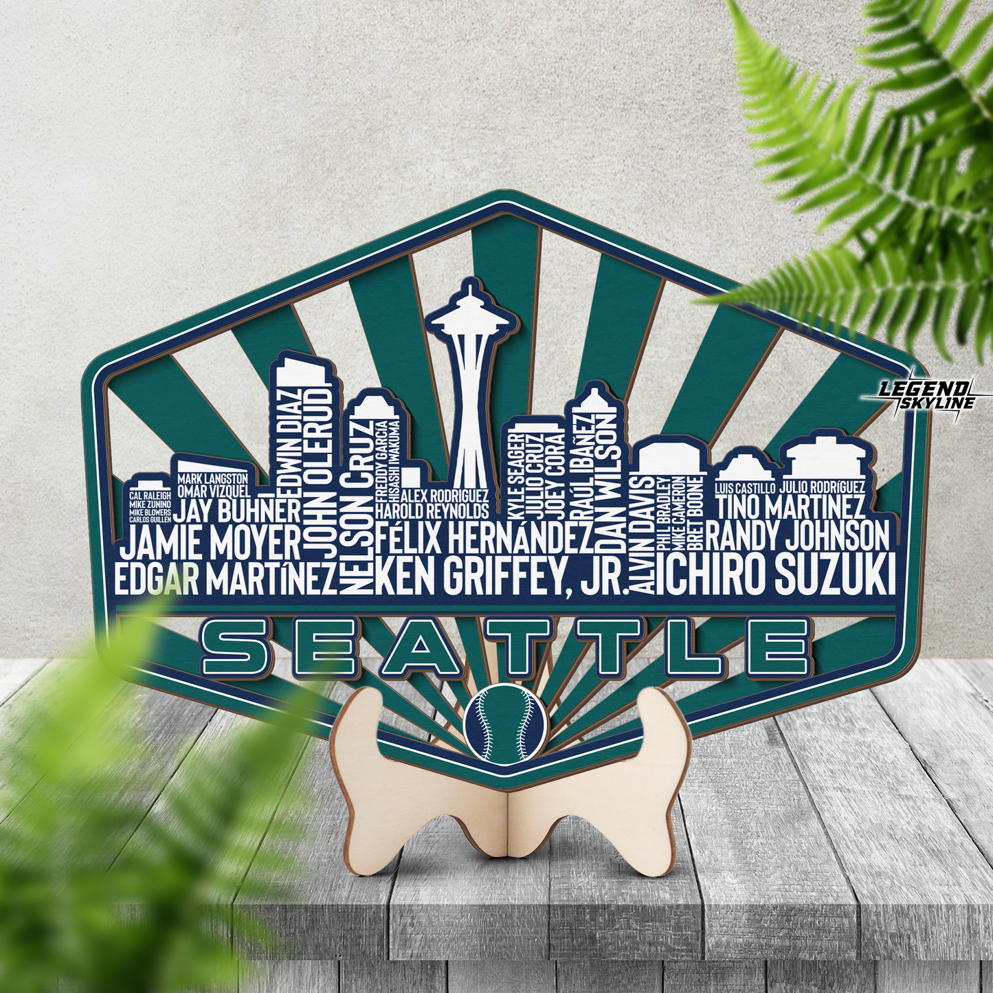 Seattle Baseball Greatest Of All Time Legend Team Wood Sign Seattle City Skyline Gift Decor