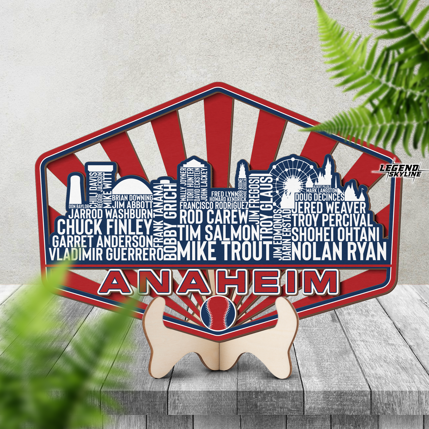 Los Angeles Baseball Greatest Of All Time Legend Team Wood Sign Los Angeles City Skyline Gift Decor