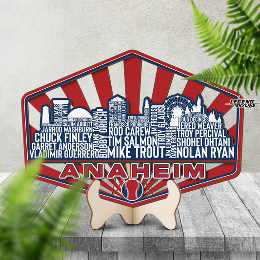 Los Angeles Baseball Greatest Of All Time Legend Team Wood Sign Los Angeles City Skyline Gift Decor