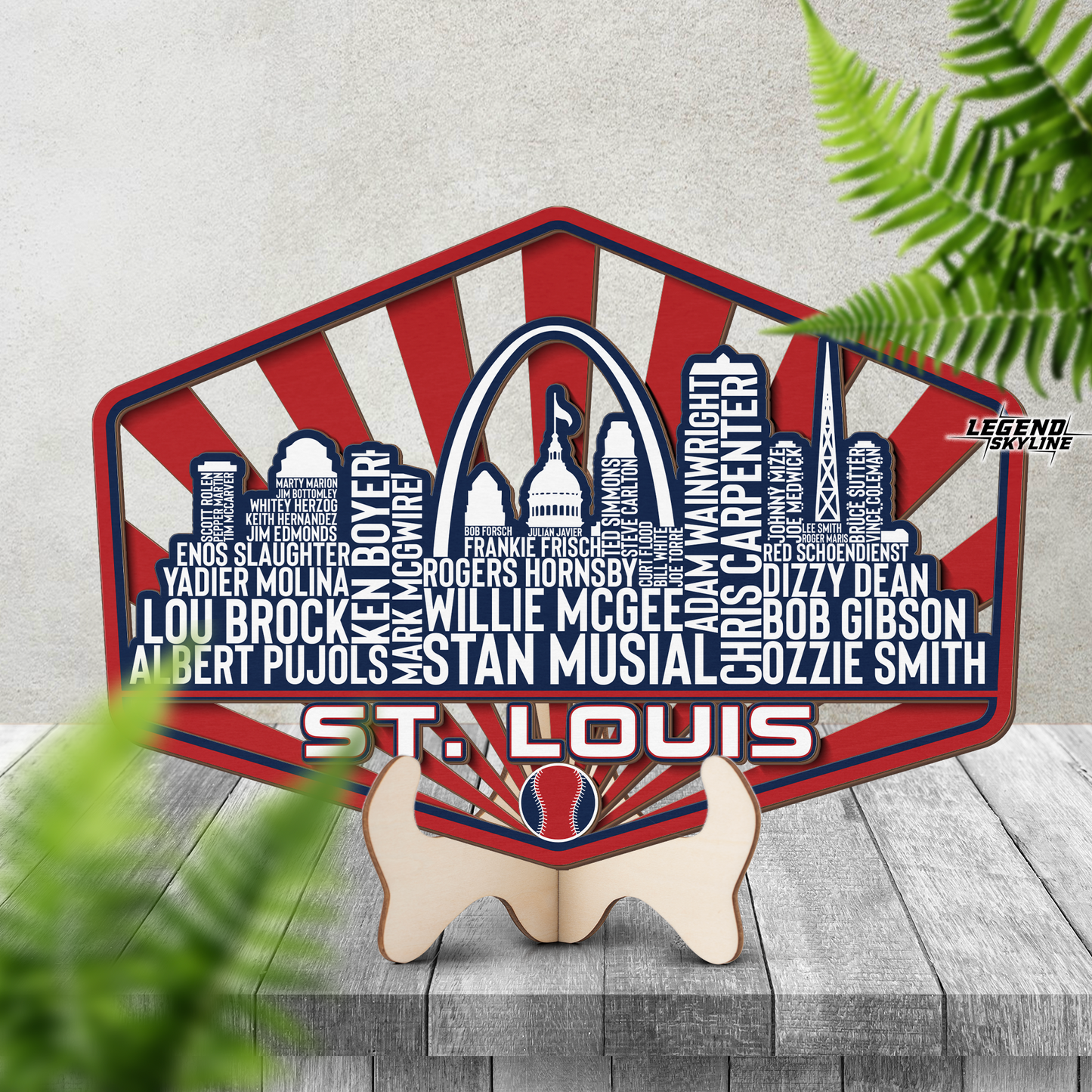St Louis Baseball Greatest Of All Time Legend Team Wood Sign St Louis City Skyline Gift Decor