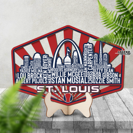 St Louis Baseball Greatest Of All Time Legend Team Wood Sign St Louis City Skyline Gift Decor