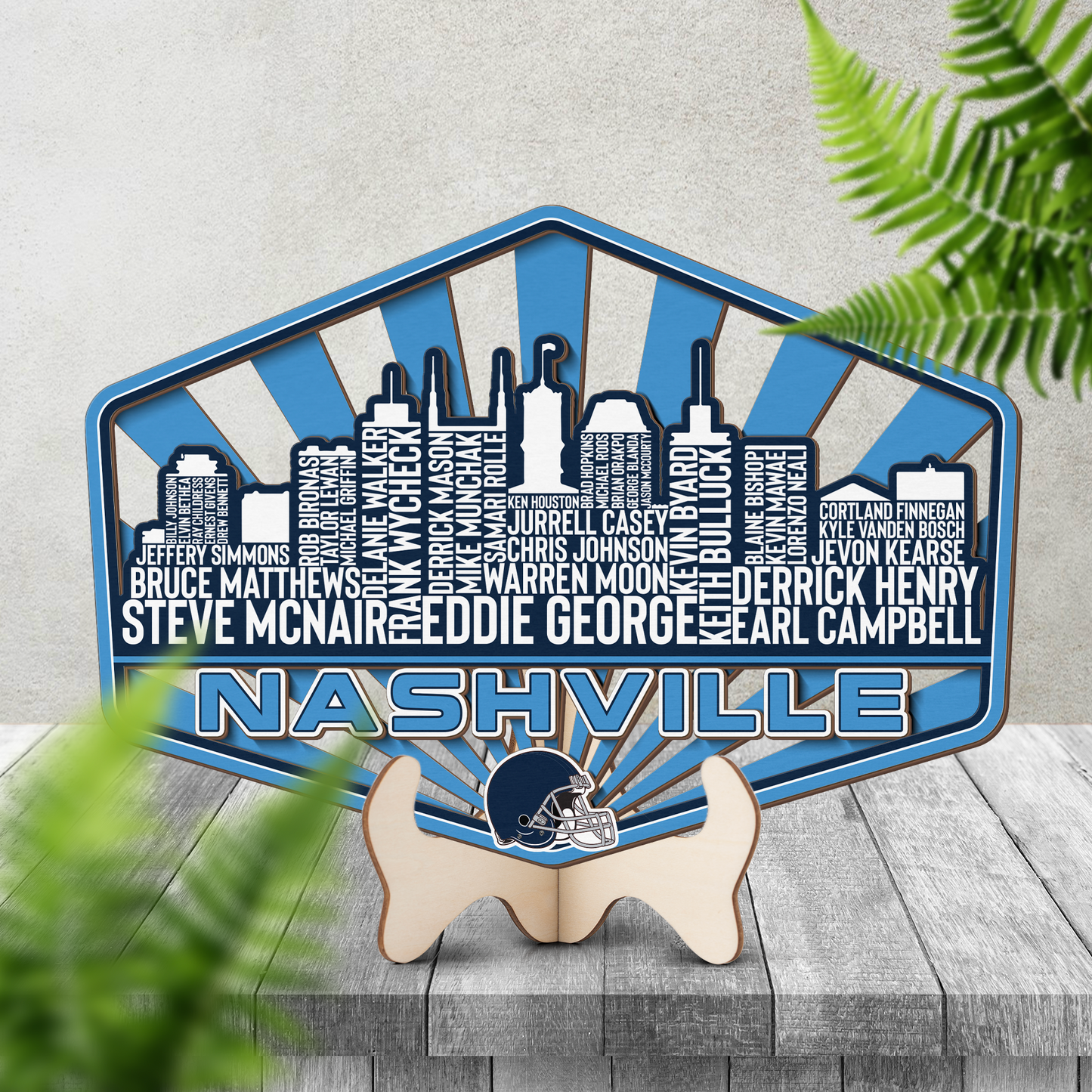 Tennessee Football Greatest Of All Time Legend Team Wood Sign Nashville City Skyline Gift Decor