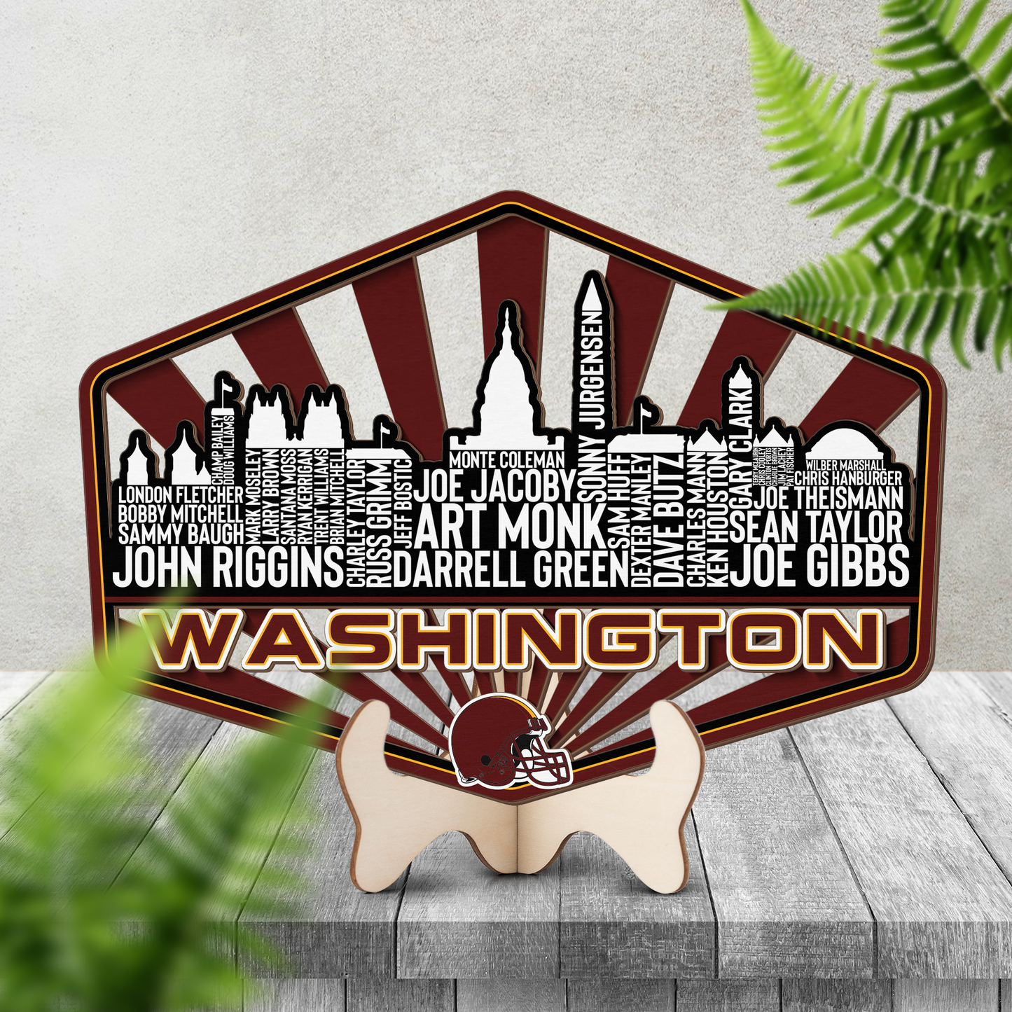 Washington Football Greatest Of All Time Legend Team Wood Sign Washington City Skyline Gift Decor