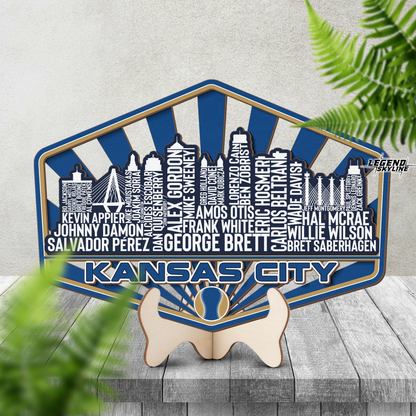 Kansas City Baseball Greatest Of All Time Legend Team Wood Sign Kansas City Skyline Gift Decor