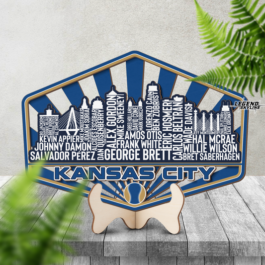 Kansas City Baseball Greatest Of All Time Legend Team Wood Sign Kansas City Skyline Gift Decor