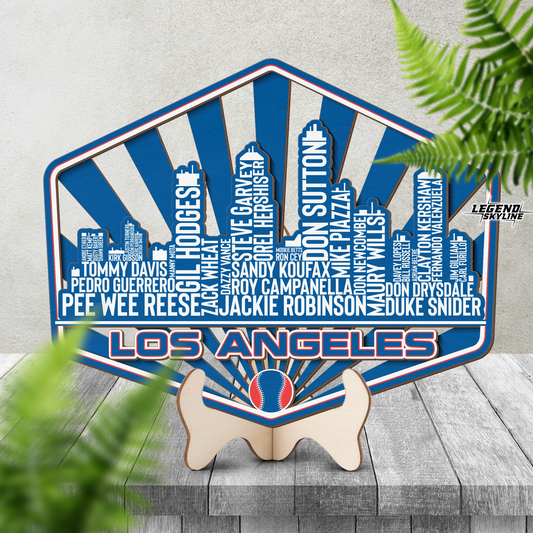 Los Angeles Baseball Greatest Of All Time Legend Team Wood Sign Los Angeles City Skyline Gift Decor
