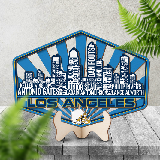 Los Angeles Football Greatest Of All Time Legend Team Wood Sign Los Angeles City Skyline Gift Decor