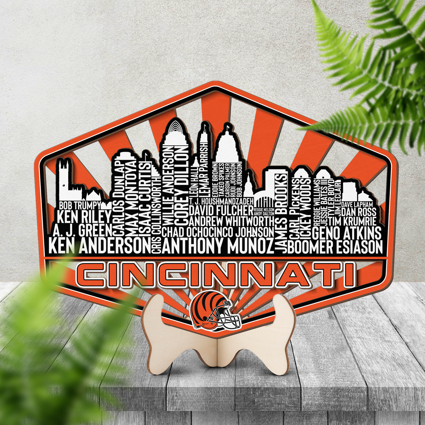 Cincinnati Football Greatest Of All Time Legend Team Wood Sign Cincinnati City Skyline Gift Decor