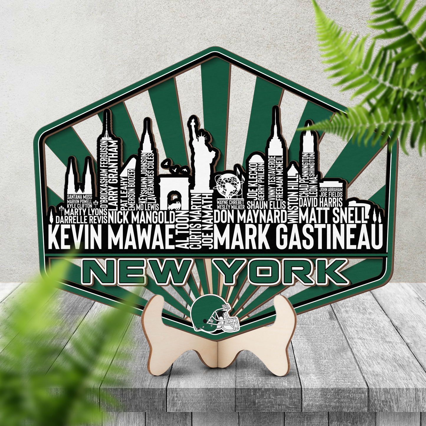 New York Football Greatest Of All Time Legend Team Wood Sign New York City Skyline Gift Decor