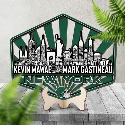New York Football Greatest Of All Time Legend Team Wood Sign New York City Skyline Gift Decor