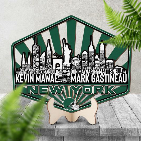 New York Football Greatest Of All Time Legend Team Wood Sign New York City Skyline Gift Decor