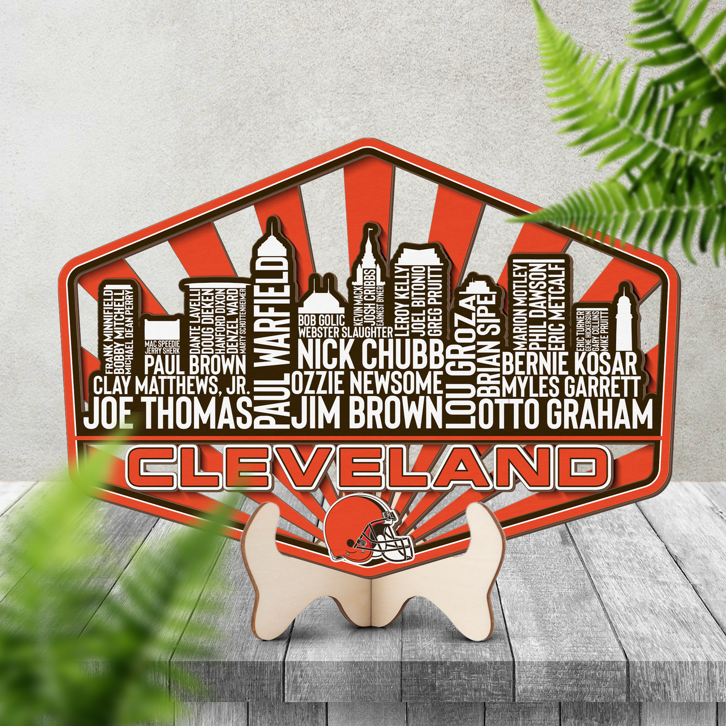 Cleveland Football Greatest Of All Time Legend Team Wood Sign Cleveland City Skyline Gift Decor