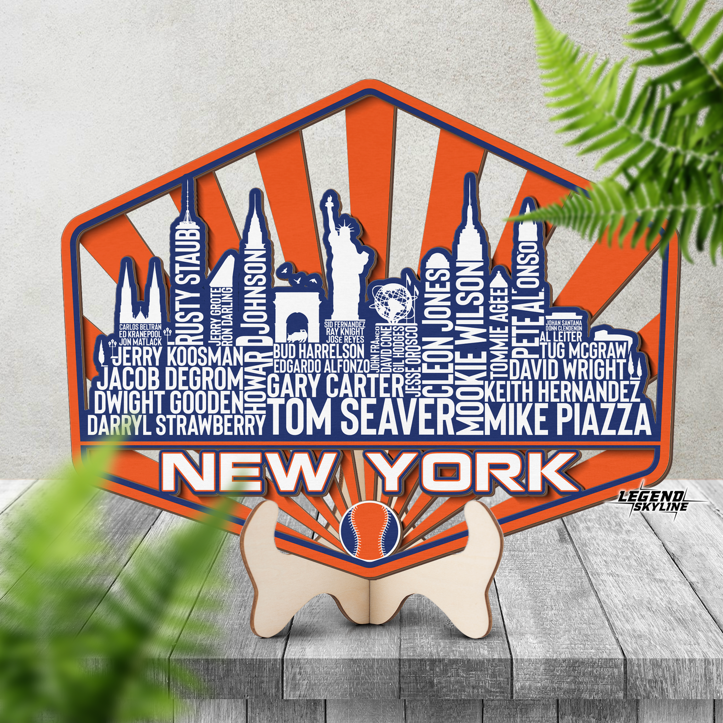 New York Baseball Greatest Of All Time Legend Team Wood Sign New York City Skyline Gift Decor