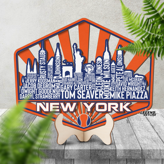New York Baseball Greatest Of All Time Legend Team Wood Sign New York City Skyline Gift Decor