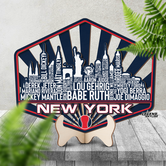 New York Baseball Greatest Of All Time Legend Team Wood Sign New York City Skyline Gift Decor