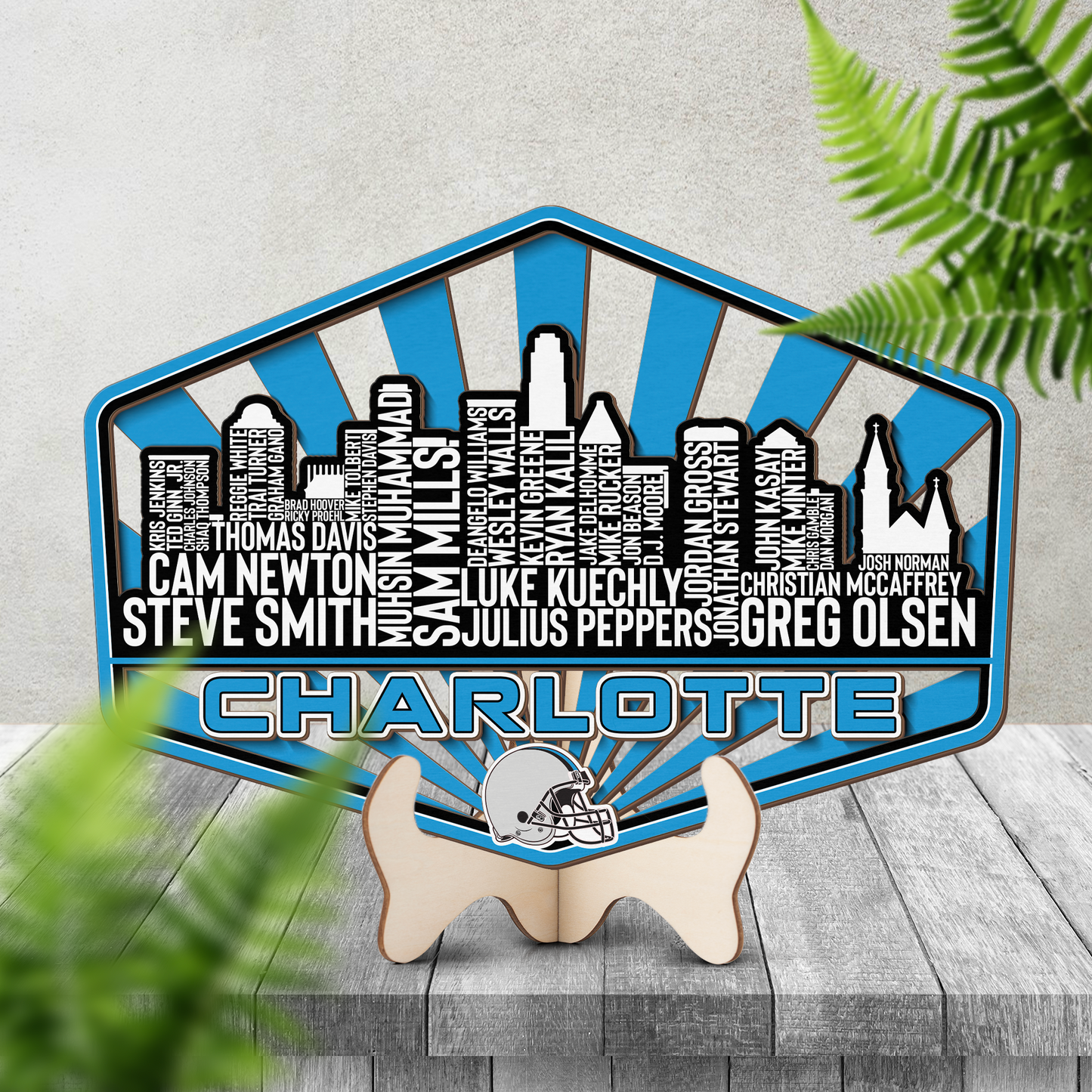 Carolina Football Greatest Of All Time Legend Team Wood Sign Charlotte City Skyline Gift Decor