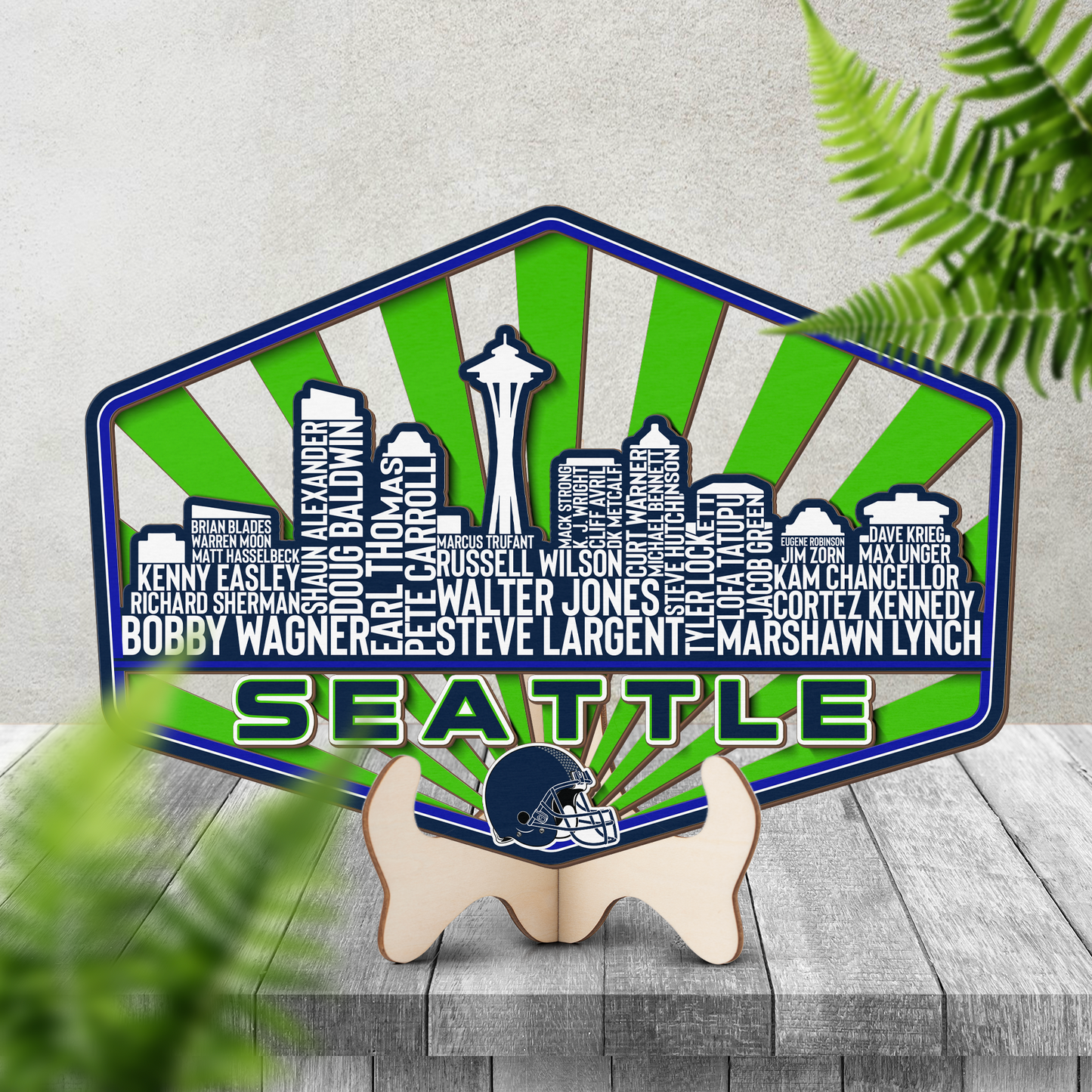 Seattle Football Greatest Of All Time Legend Team Wood Sign Seattle City Skyline Gift Decor