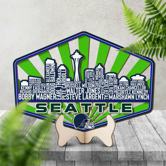 Seattle Football Greatest Of All Time Legend Team Wood Sign Seattle City Skyline Gift Decor