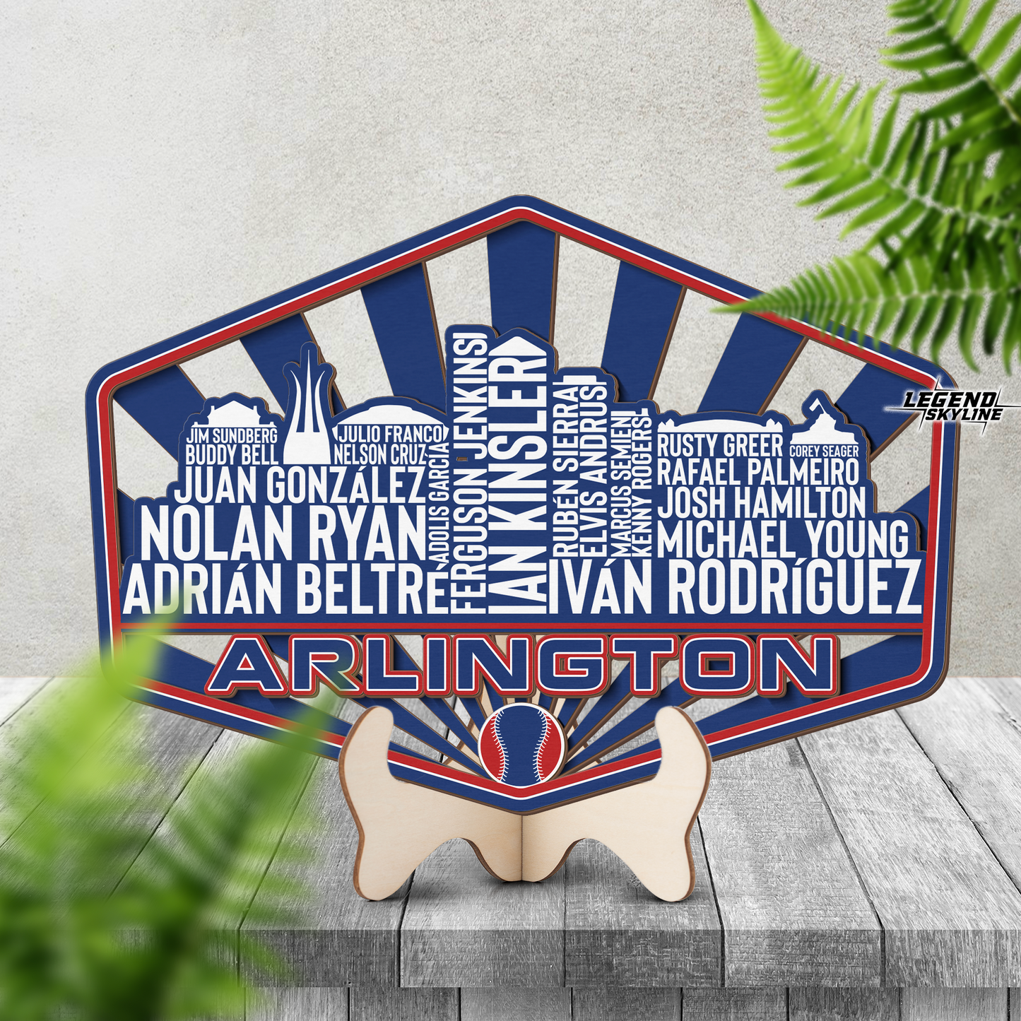 Arlington Baseball Greatest Of All Time Legend Team Wood Sign Arlington City Skyline Gift Decor