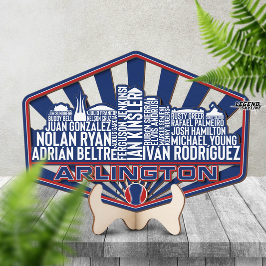Arlington Baseball Greatest Of All Time Legend Team Wood Sign Arlington City Skyline Gift Decor