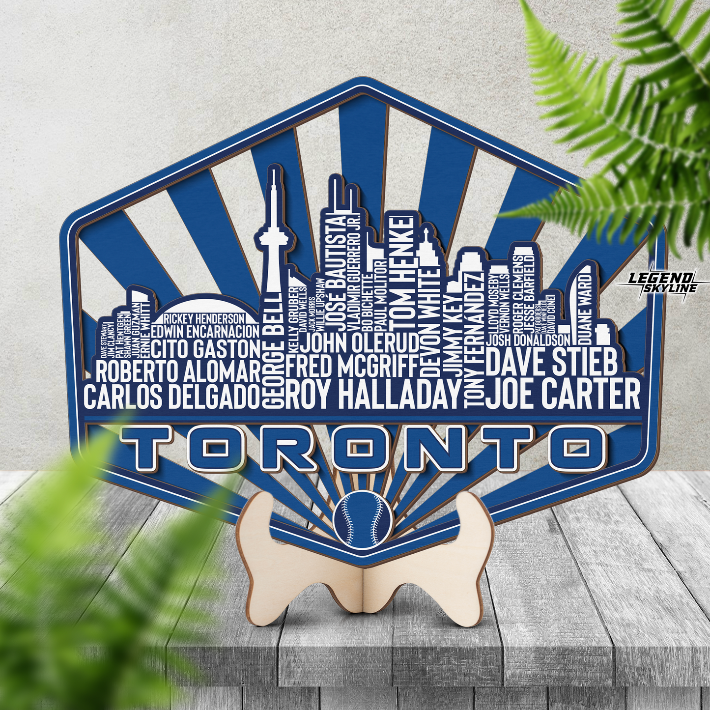 Toronto Baseball Greatest Of All Time Legend Team Wood Sign Toronto City Skyline Gift Decor