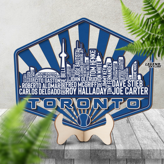 Toronto Baseball Greatest Of All Time Legend Team Wood Sign Toronto City Skyline Gift Decor