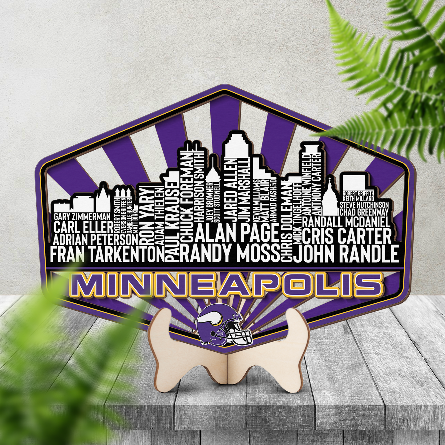 Minnesota Football Greatest Of All Time Legend Team Wood Sign Minneapolis City Skyline Gift Decor
