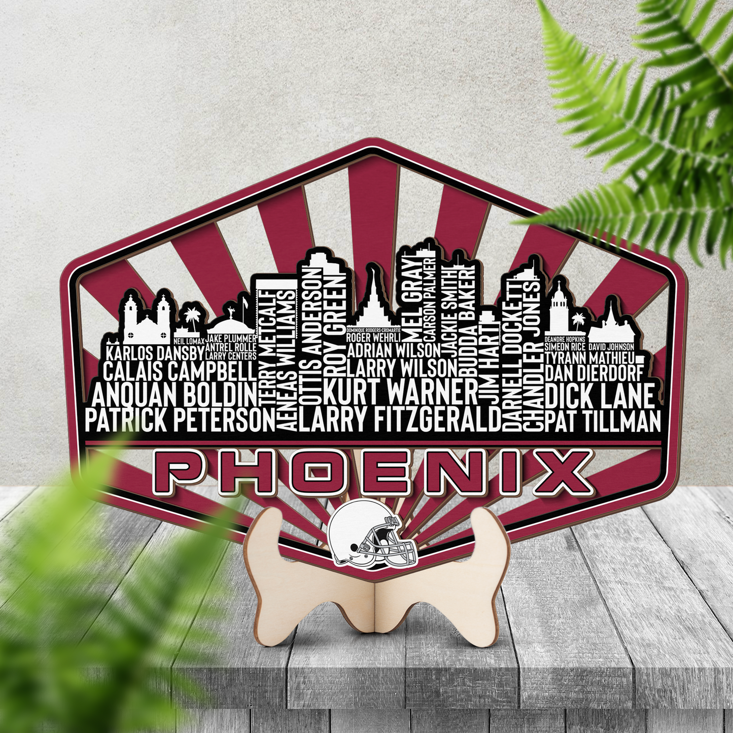 Arizona Football Greatest Of All Time Legend Team Wood Sign Phoenix City Skyline Gift Decor