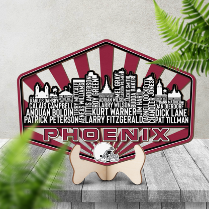 Arizona Football Greatest Of All Time Legend Team Wood Sign Phoenix City Skyline Gift Decor