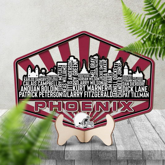 Arizona Football Greatest Of All Time Legend Team Wood Sign Phoenix City Skyline Gift Decor