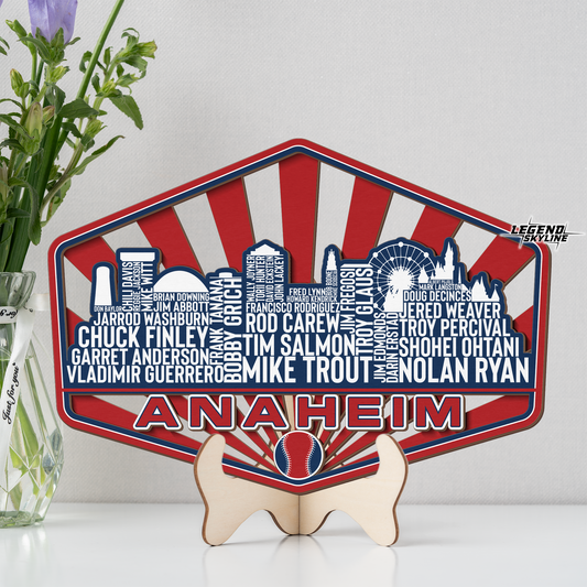 Los Angeles Baseball Greatest Of All Time Legend Team Wood Sign Los Angeles City Skyline Gift Decor