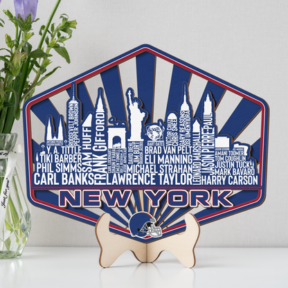 New York Football Greatest Of All Time Legend Team Wood Sign New York City Skyline Gift Decor