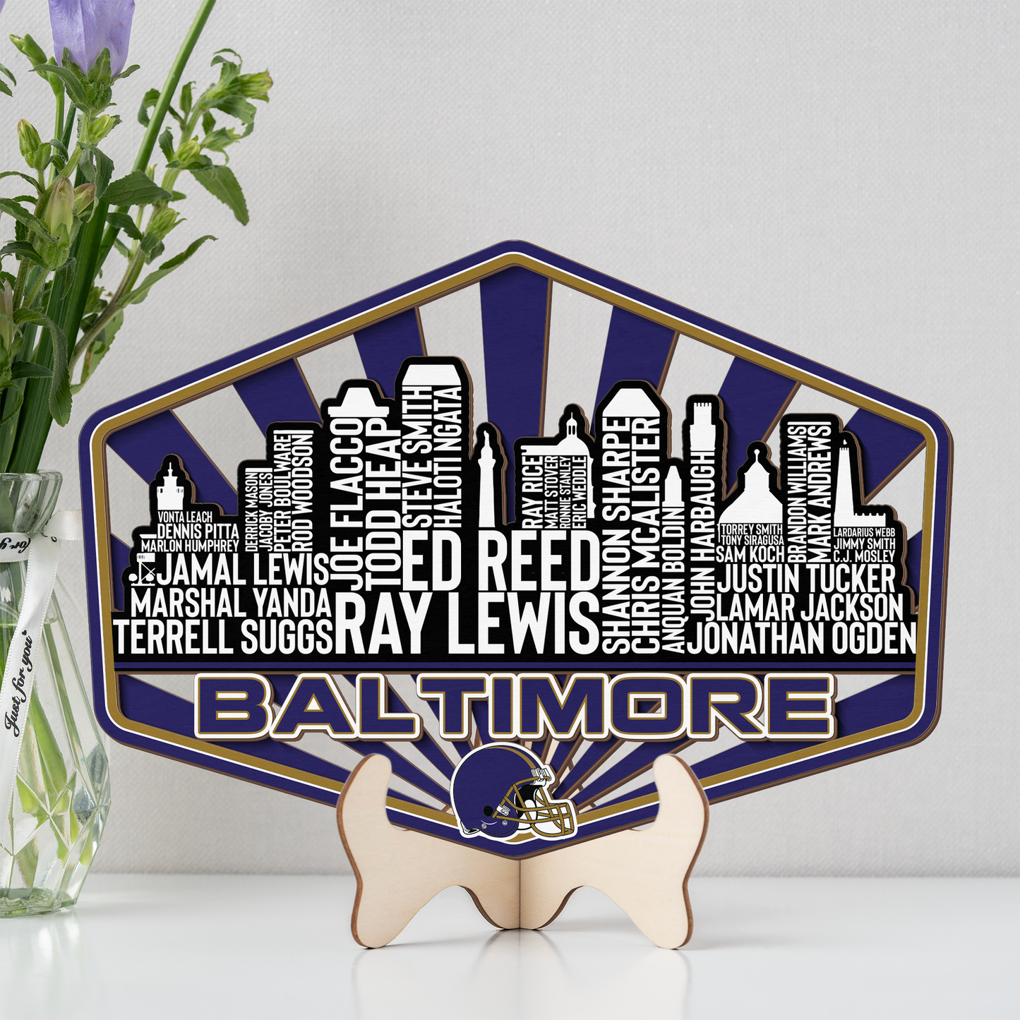 Baltimore Football Greatest Of All Time Legend Team Wood Sign Baltimore City Skyline Gift Decor